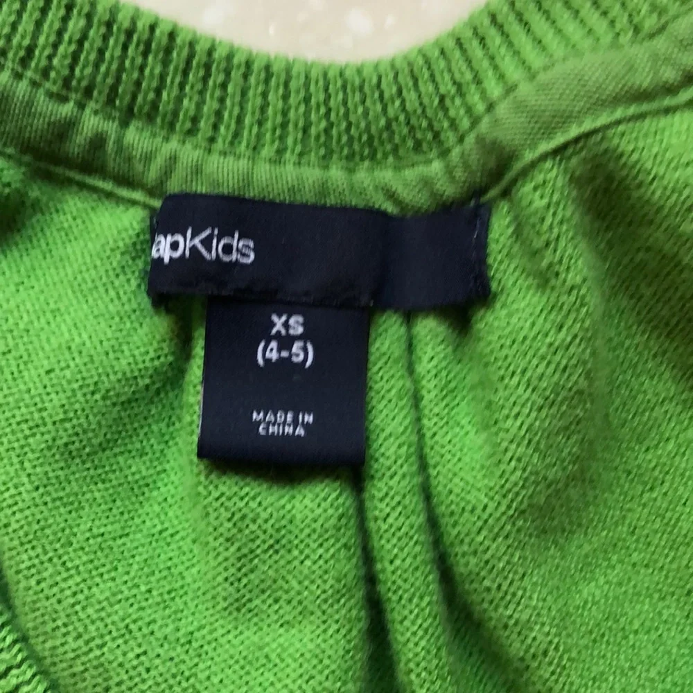 GapKids Green Cropped Button Short Sleeve Cotton Sweater Size XS 4 5 Girls